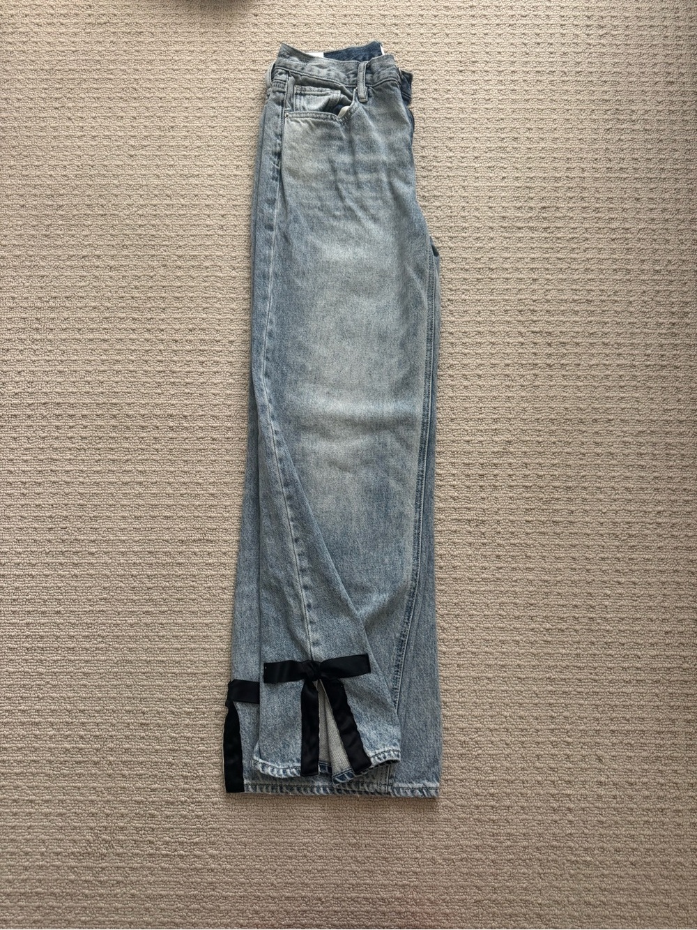 PacSun Light Blue Straight Leg Jeans with Black Bow Accents